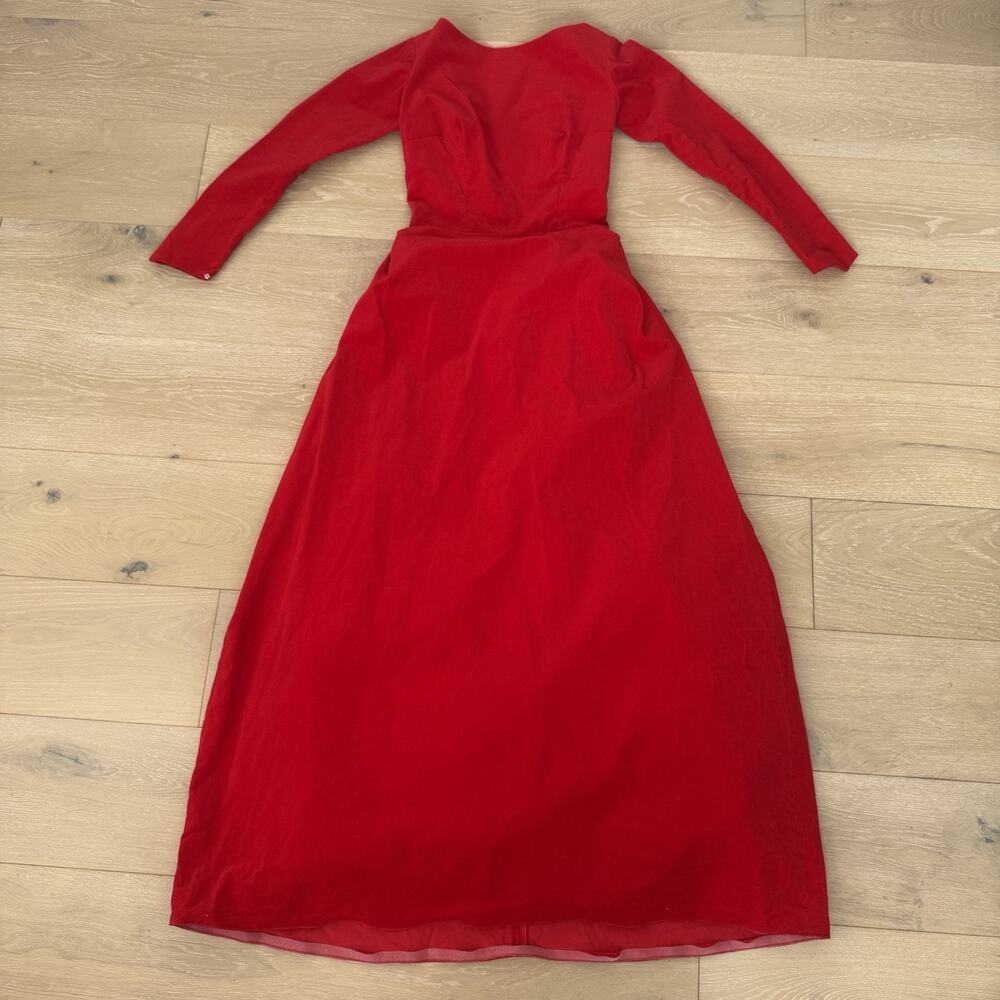 Classic Red Long Sleeve Maxi Dress - Picture 4 of 11